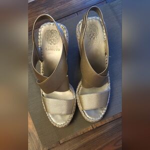 Vince Camuto Metallic Gold Espadrille Slingback Sandals